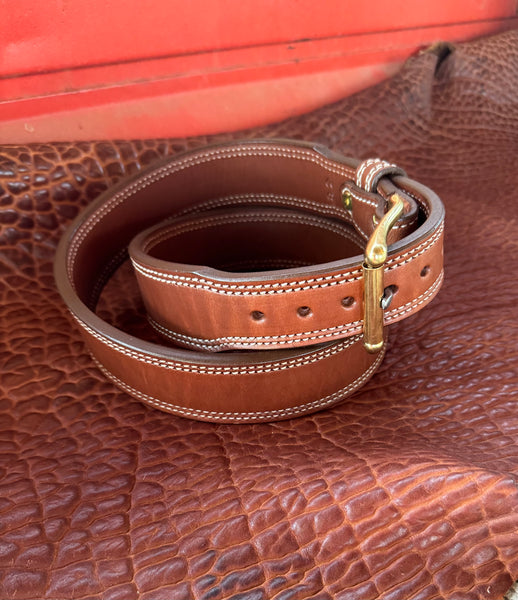 IN-STOCK 1.75" Taper to 1.5” Double Thick Carry Belt Size 38” Saddle Brown