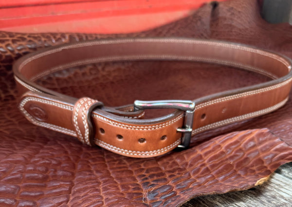 IN-STOCK REJECT 1.5” Double Thick Carry Belt Size 39” Saddle Brown