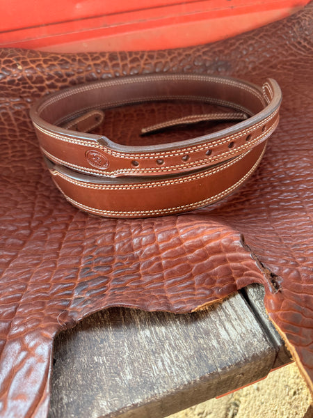 IN-STOCK 1.5” Taper to 1” Double Thick Carry Belt Size 40” Saddle Brown