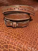 IN-STOCK 1.5" Ranger Double Thick Carry Belt 1" Billets Size 40 Saddle Brown w/Button Tuck tooling