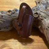 IN-STOCK OWB w/belt clip for Kimber KM9 or Sig Sauer P938, Right Hand, Strap/Snap Saddle Brown